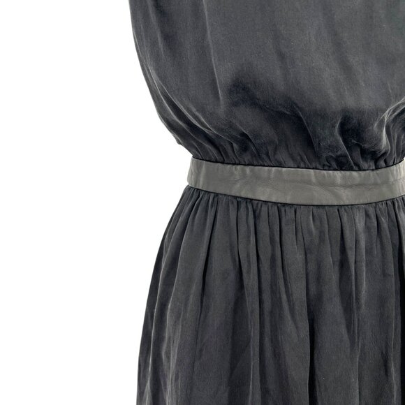 Alice + Olivia Sayah Silk Leather Cut-out A-Line Mini Dress Black Size Small - Picture 4 of 11